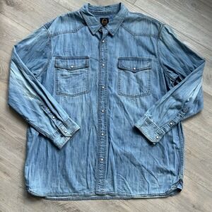 Men's Blue Denim Casual Button Down Shirt